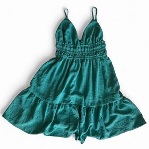 👗 Evolutionary Apparel Teal Textured Smocked Mini Dress S